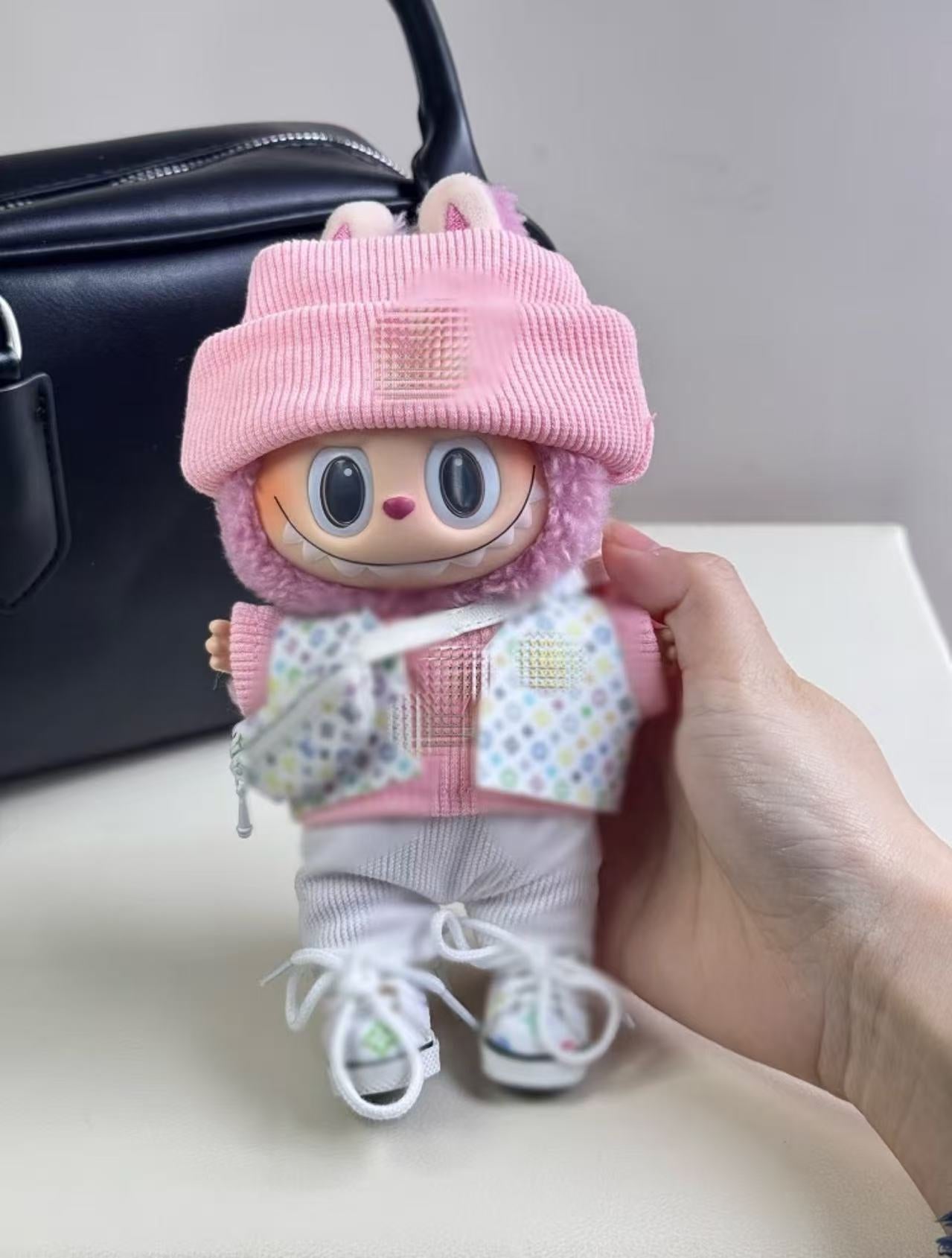 Pink LV-Style Labubu Doll Outfit Trendy Designer-Inspired 17CM Labubu Fashion Clothes（No Doll)