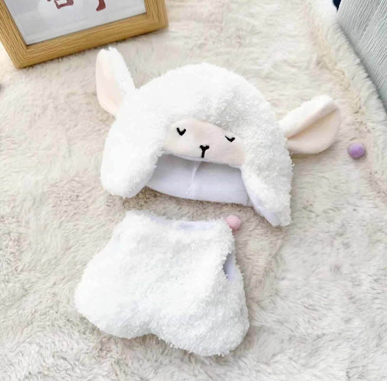 Labubu sheep outfit, Labubu plush clothes, handmade doll outfit, 17cm doll costume